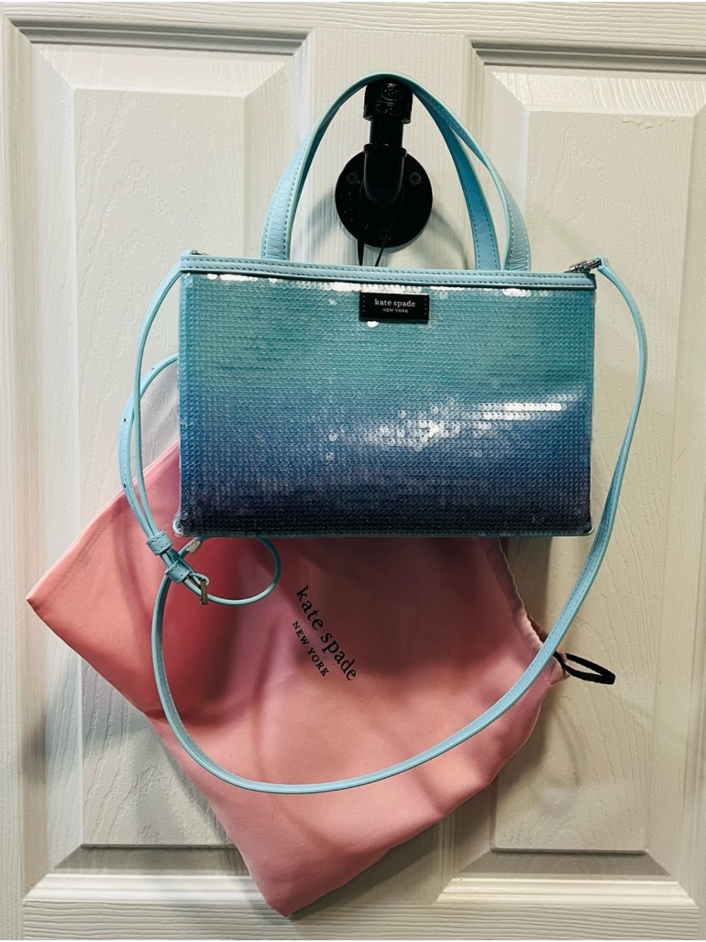 Kate Spade Ombre Sam Icon Blue-Green Sequin Crossbody Bag. NWT